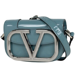 Valentino Garavani Super VEE Shoulder Bag in Enamel, Logo, Patent Leather, Tu...